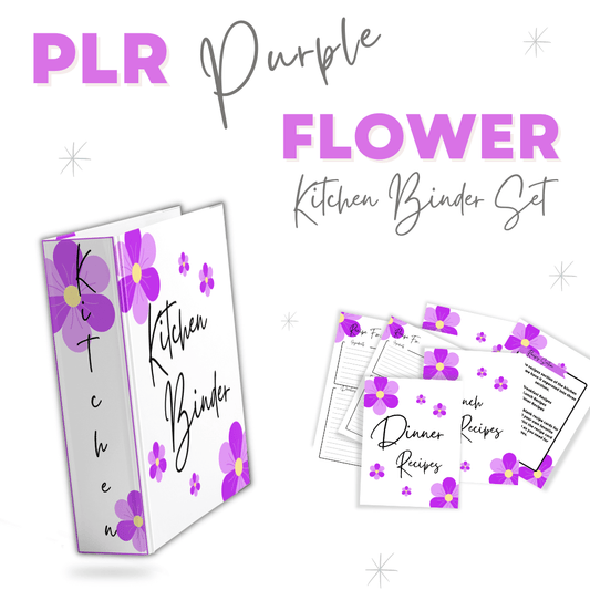 PLR Purple Flower Kitchen Binder Set