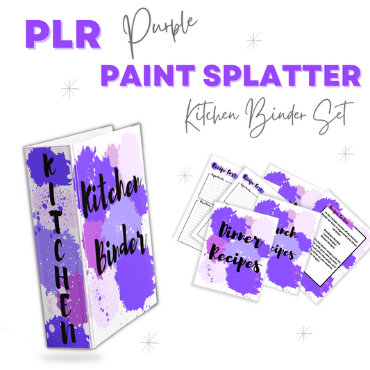 PLR Purple Paint Splatter Kitchen Binder Set