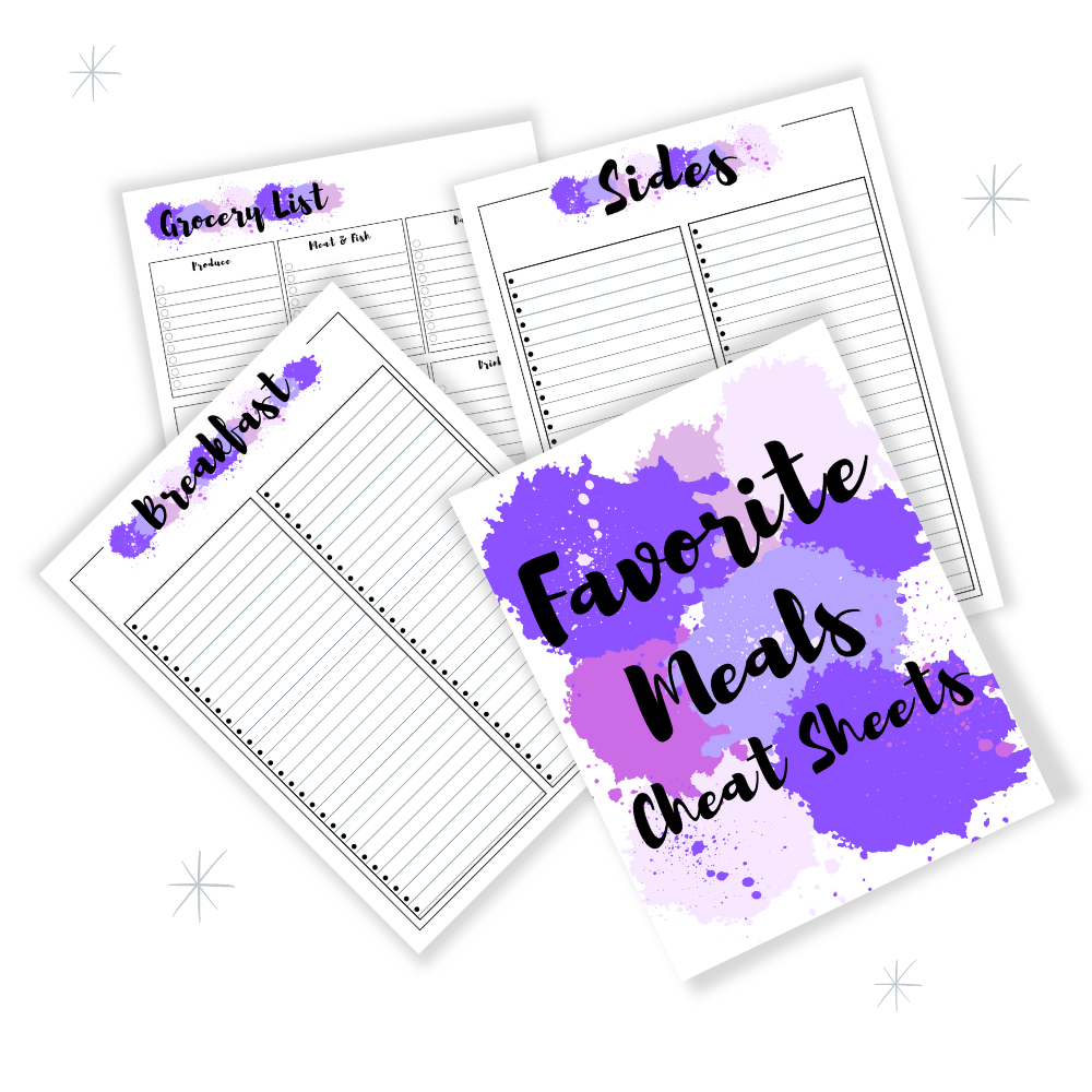 PLR Purple Paint Splatter Kitchen Binder Set
