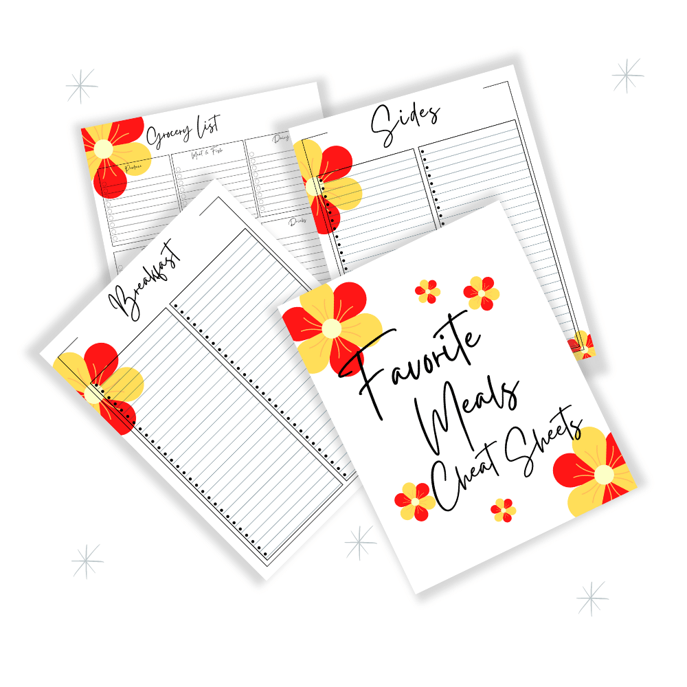 PLR Red & Orange Flower Kitchen Binder Set