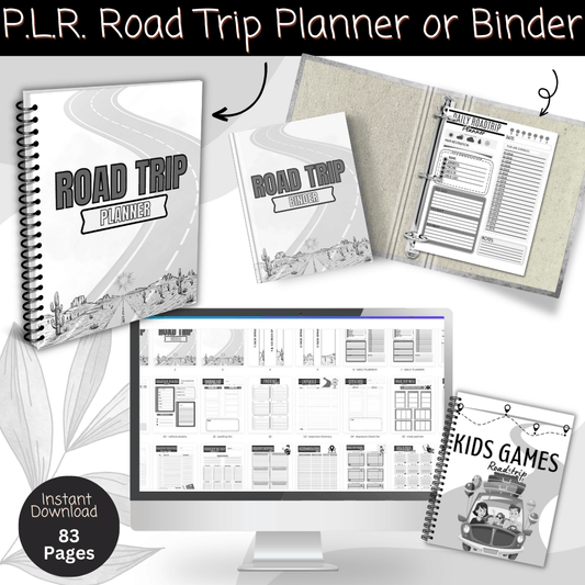 PLR Road Trip Planner in Black and White