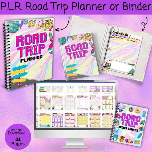 PLR Road Trip Planner in 90's Theme