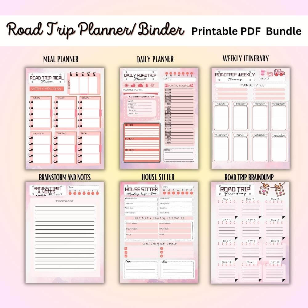 PLR Road Trip Planner in Pink