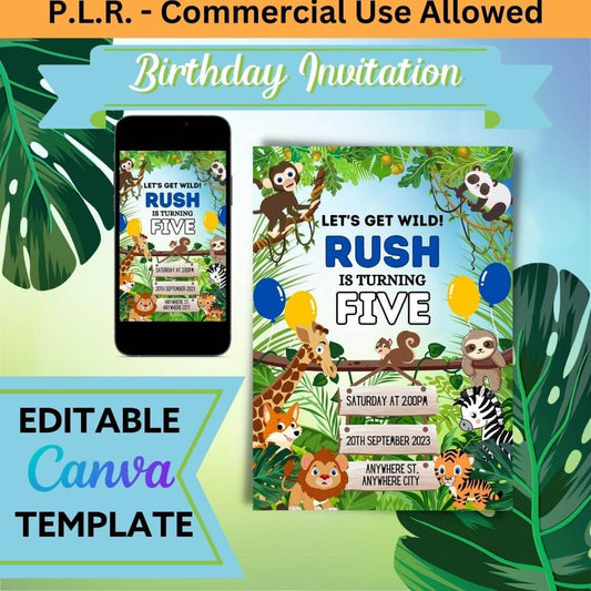 PLR Safari Birthday Invitation