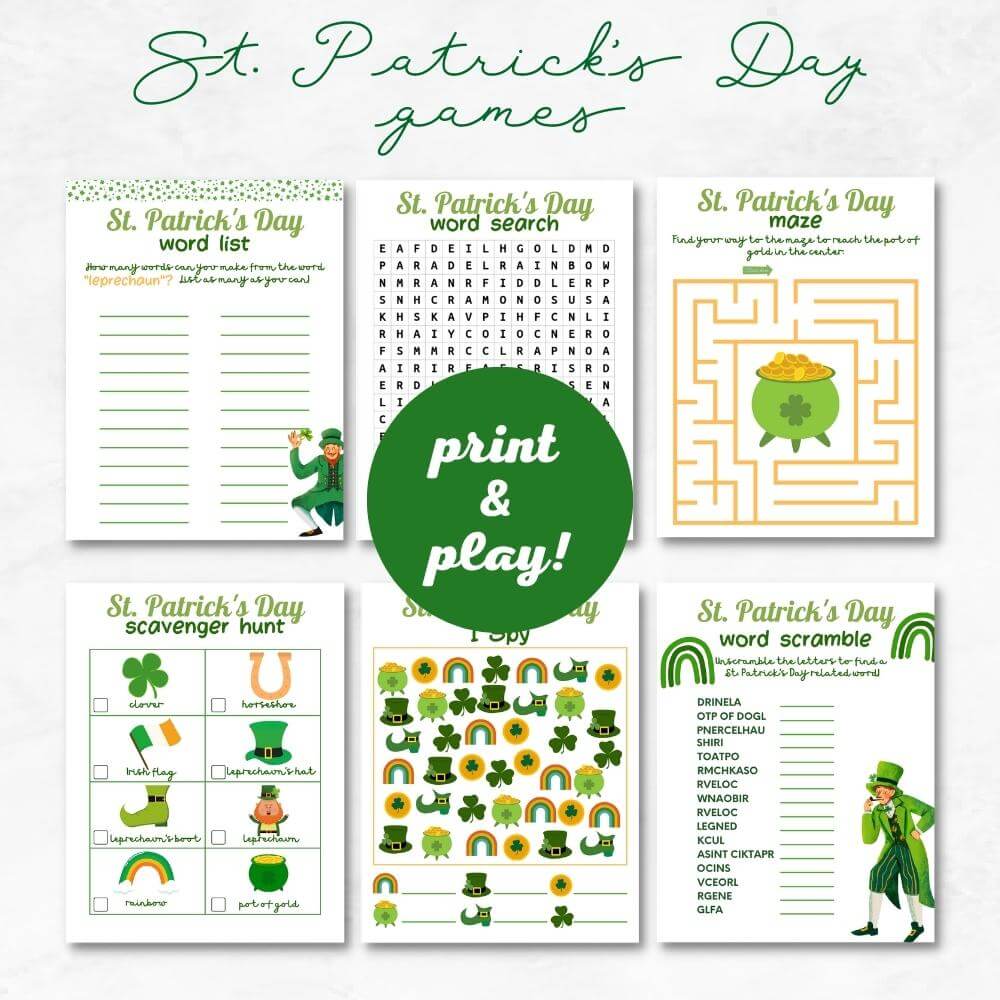 PLR St. Patrick's Day Decorations and Game Bundle