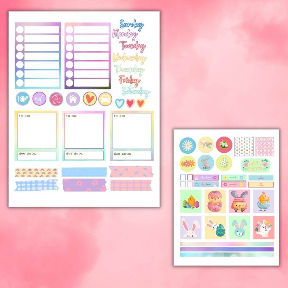PLR Easter Planner Stickers