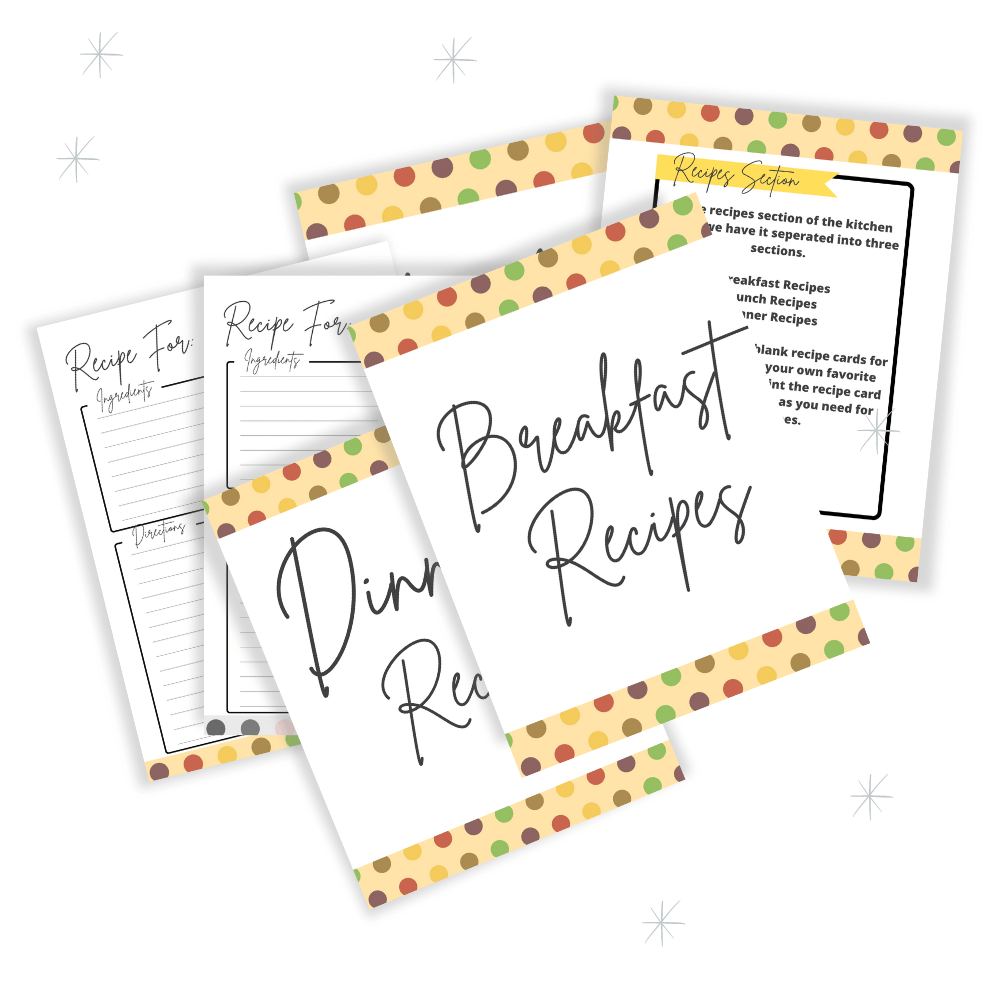 PLR Yellow Polka Dot Kitchen Binder Set