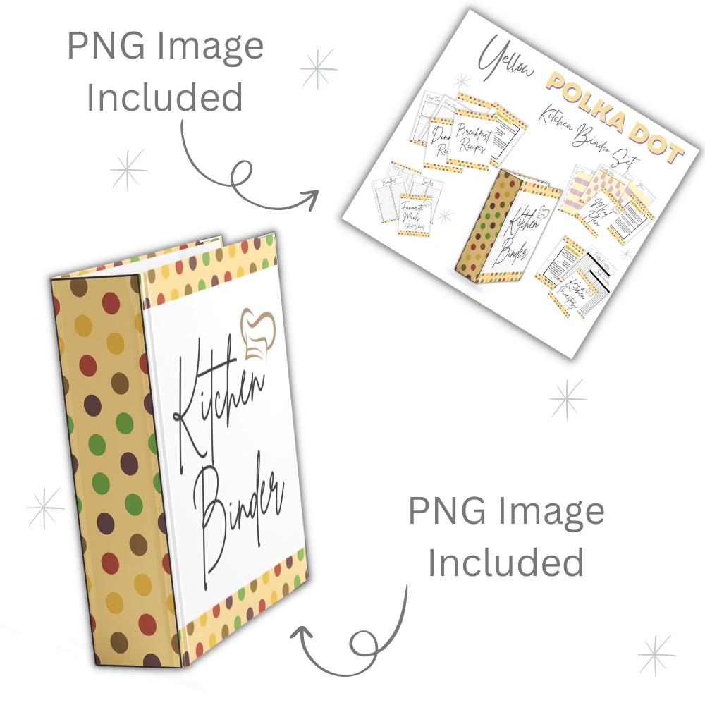 PLR Yellow Polka Dot Kitchen Binder Set