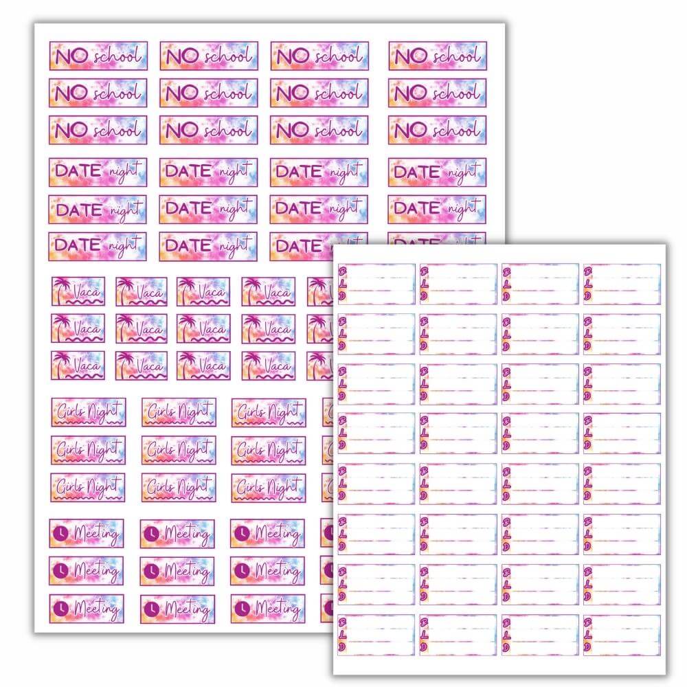 Pastel Tie Dye PLR Planner Stickers