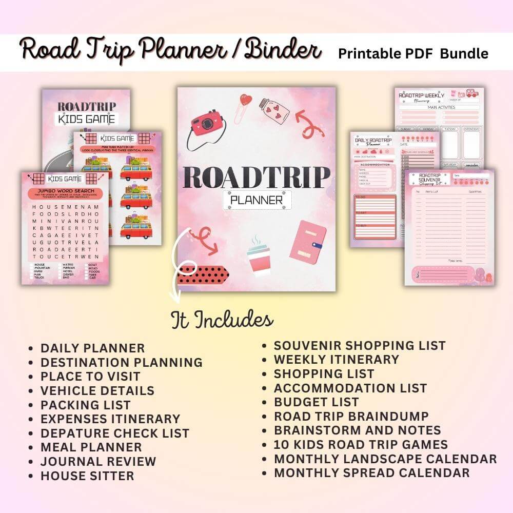 PLR Road Trip Planner in Pink