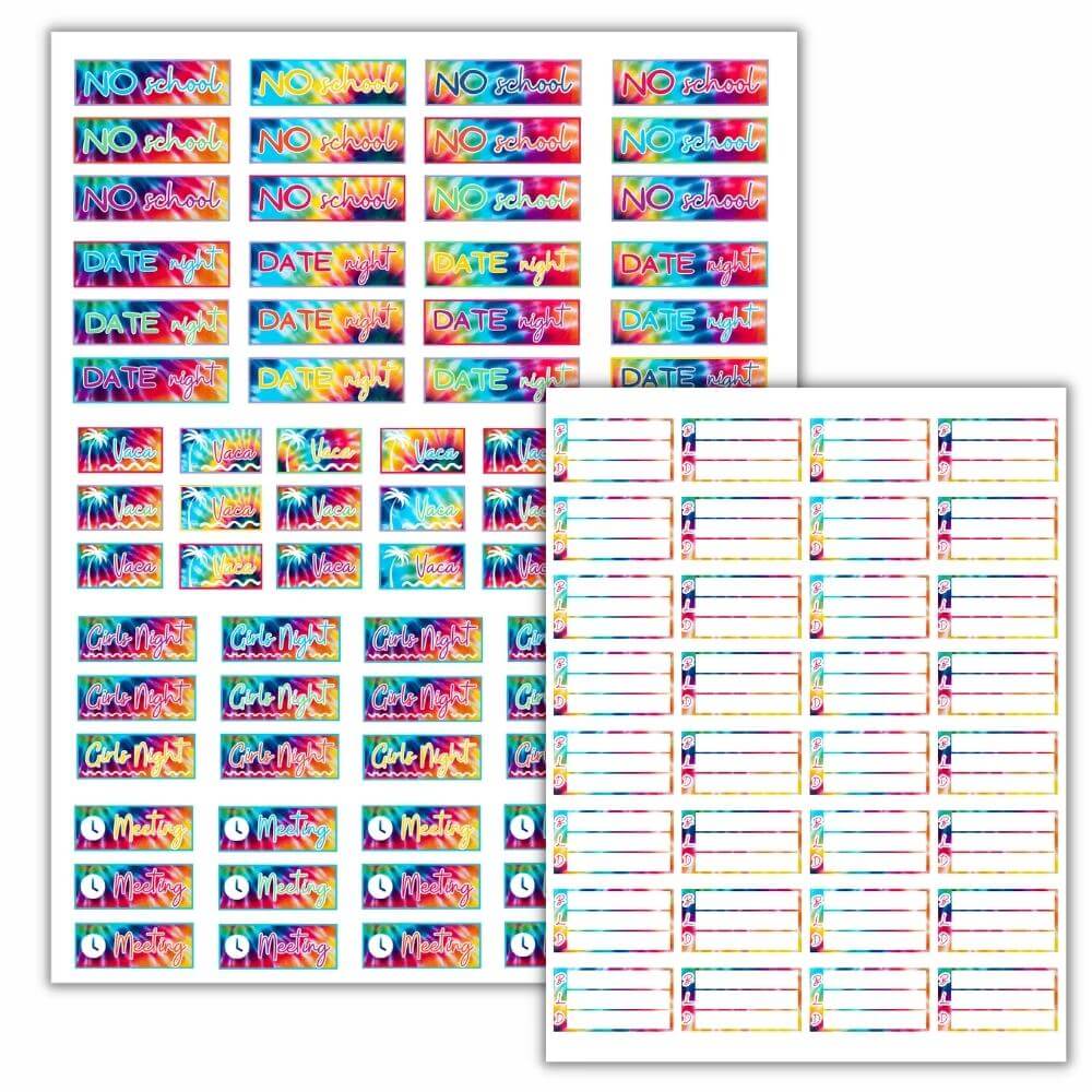 Tie Dye PLR Planner Stickers