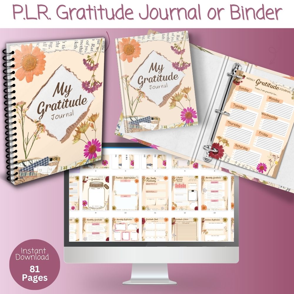PLR Gratitude Journal in Floral Design