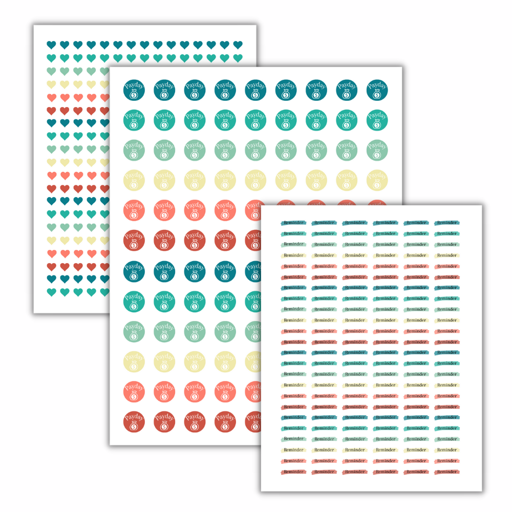 Green PLR Planner Stickers
