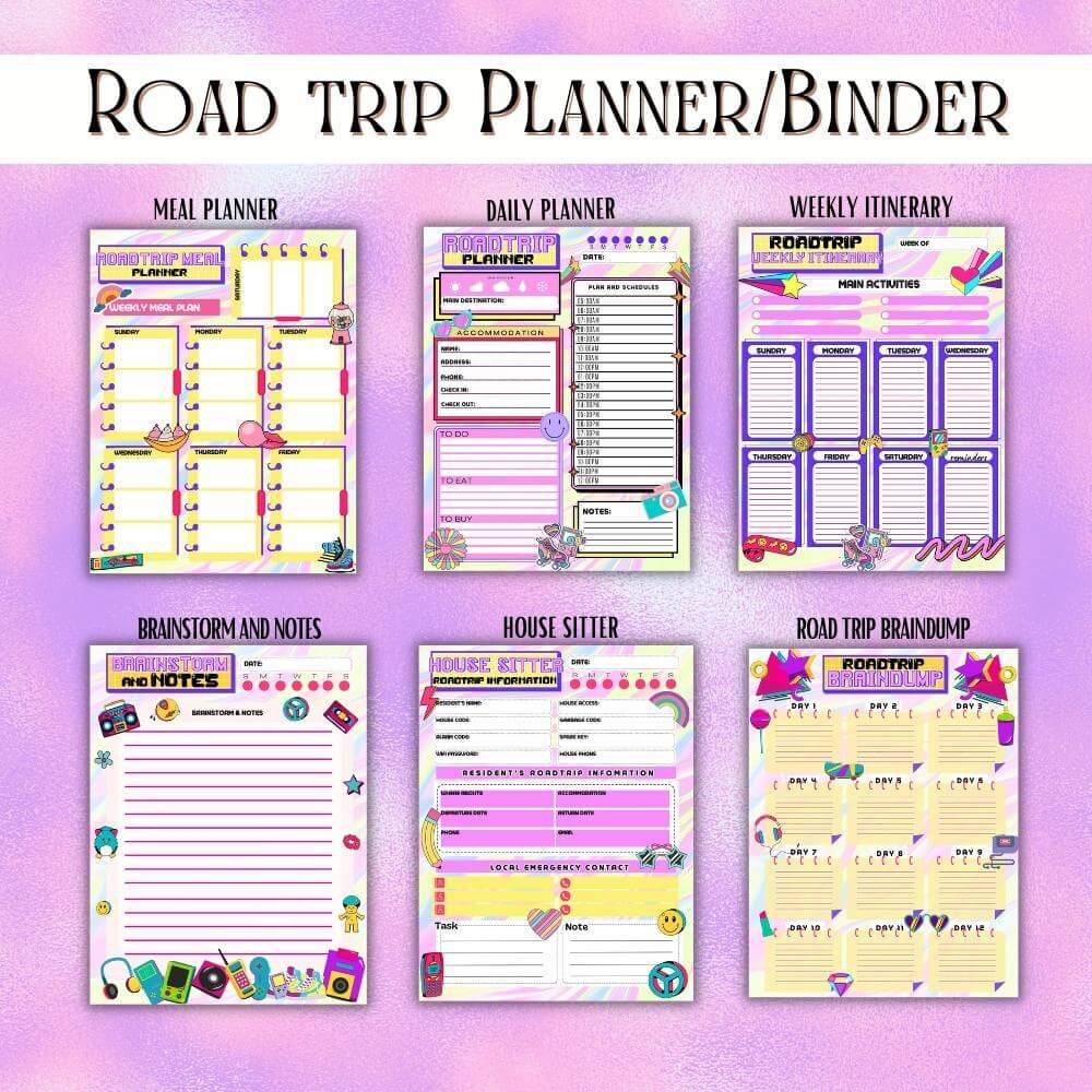 PLR Road Trip Planner in 90's Theme