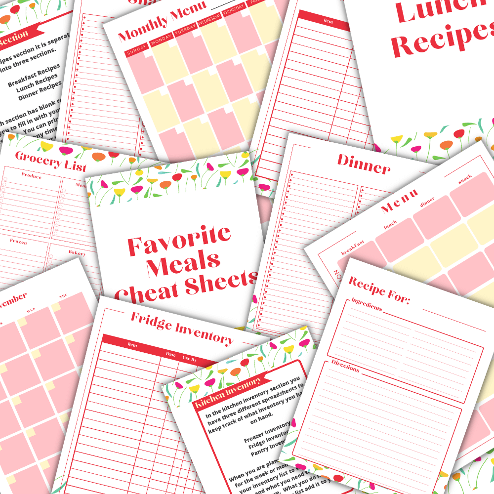 PLR Red Flower Kitchen Planner