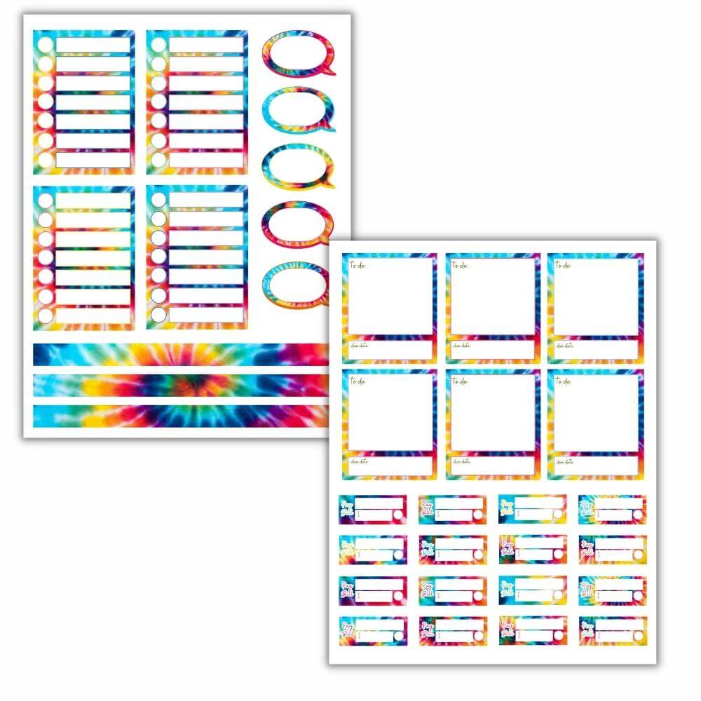 Tie Dye PLR Planner Stickers