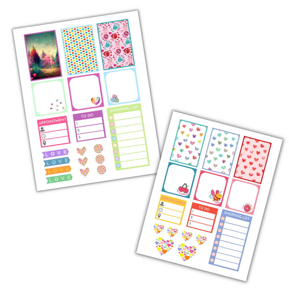 PLR Valentine Planner Stickers
