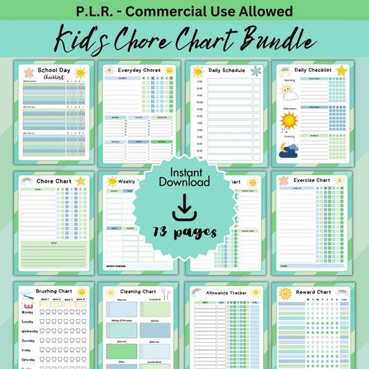 PLR Green Kids Chore Chart