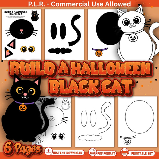 PLR Printable Build a Halloween Black Cat