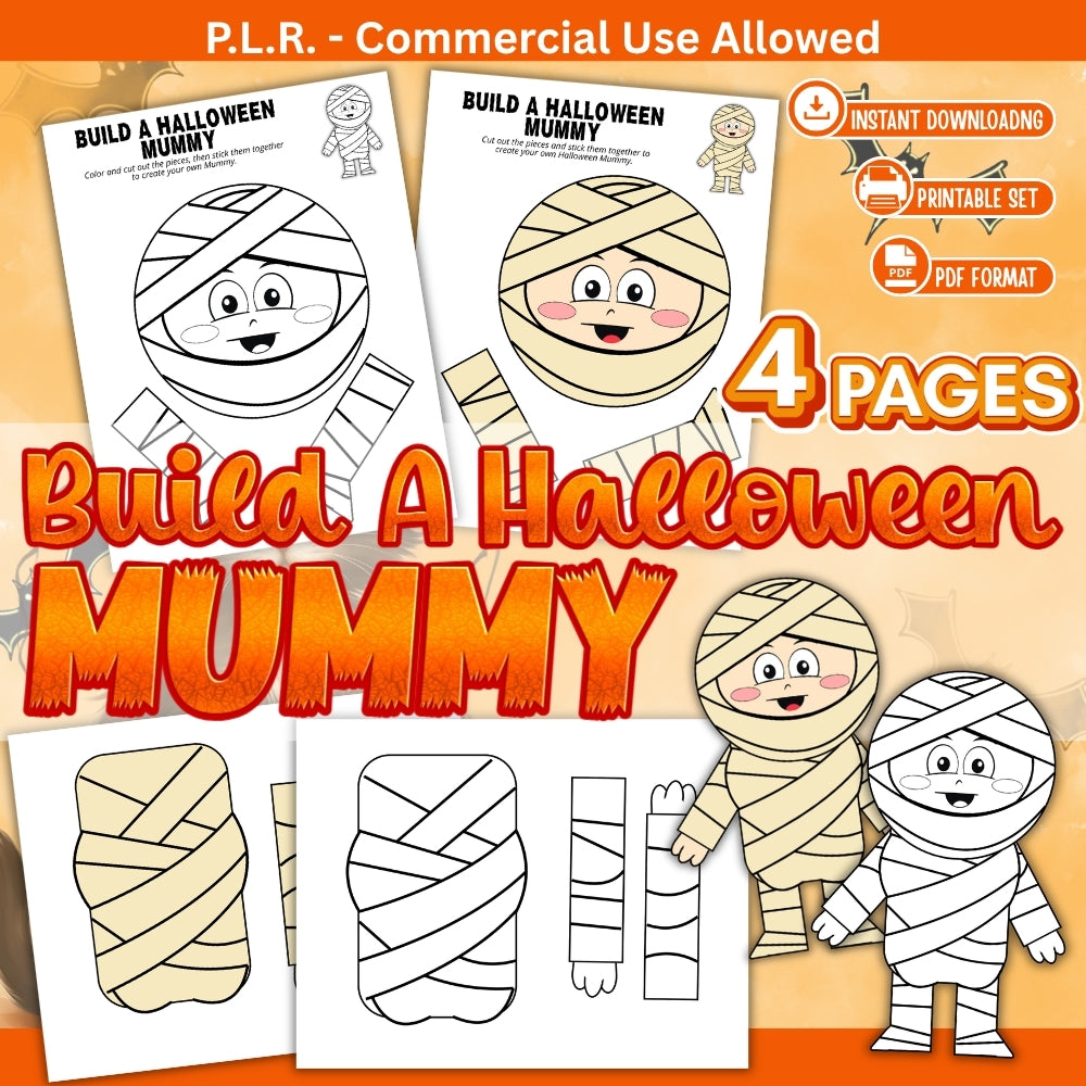 PLR Printable Build a Halloween Mummy