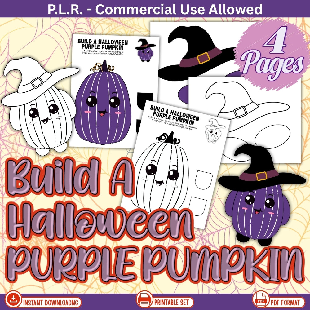 PLR Printable Build a Halloween Purple Pumpkin