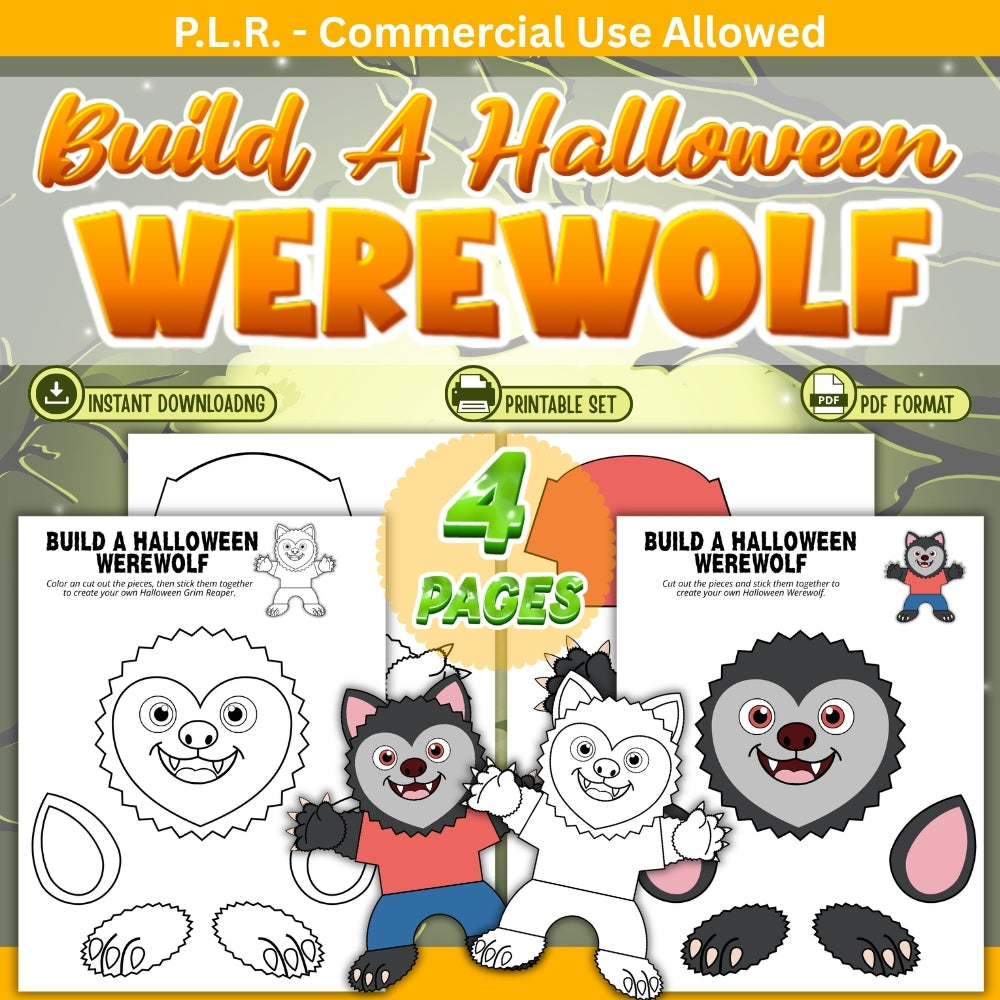 PLR Printable Build a Halloween Werewolf