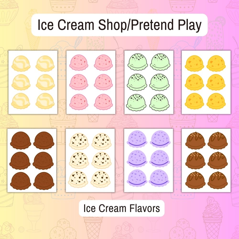 PLR Ice Cream Shop Pretend Play Printables Set