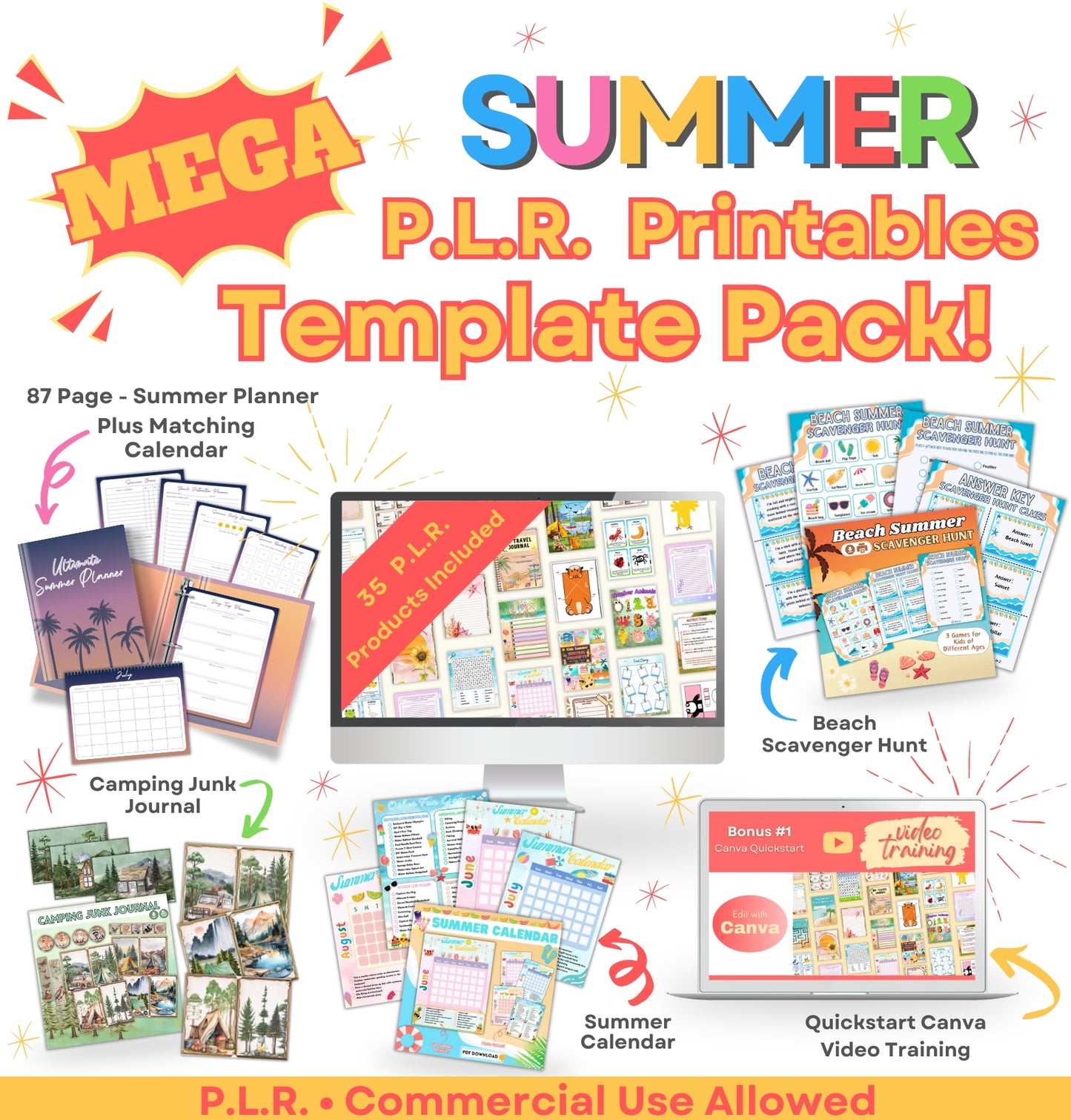 MEGA Summer PLR Printables Template Pack