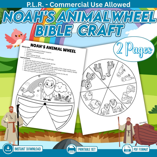 PLR Printable Noah's Animal Wheel Bible Craft