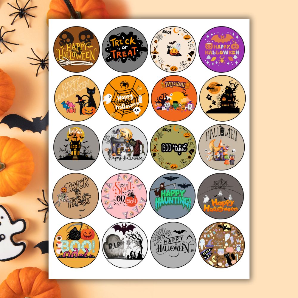 PLR 2 Inch Round Halloween Stickers