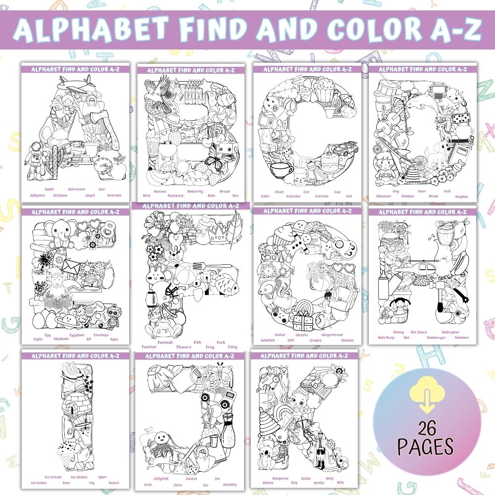PLR Alphabet Find & Color A-Z