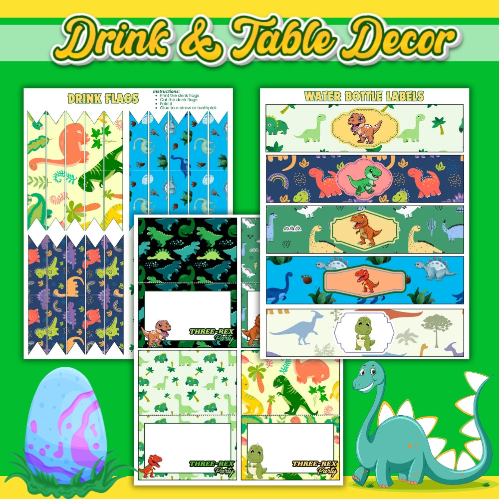 PLR Printable Three Rex Birthday Party Bundle