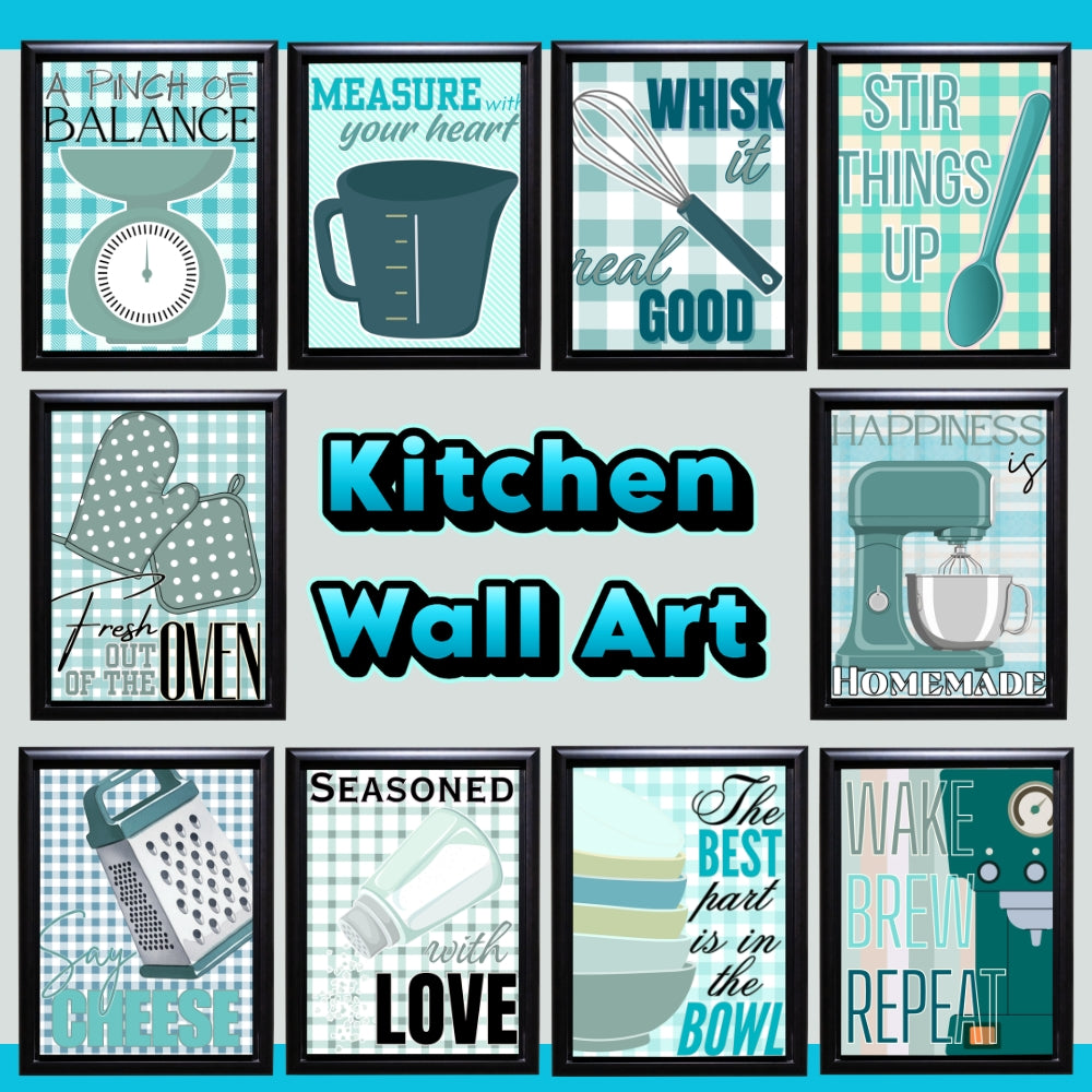 PLR Printable Kitchen Organization Pages Black/Turquoise
