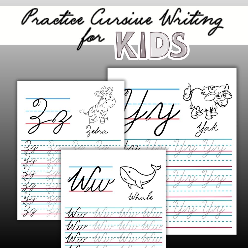 Mpr Cursive PLR Practice Cursive Writing for Kids (Black and White) – plr ...