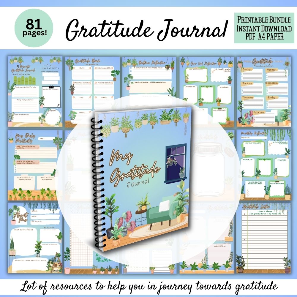 PLR Blue Gratitude Journal