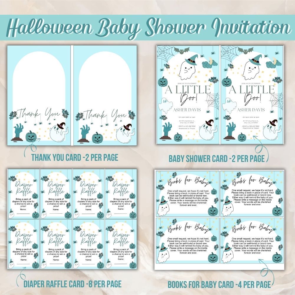 PLR Boy Halloween Baby Shower Invitation
