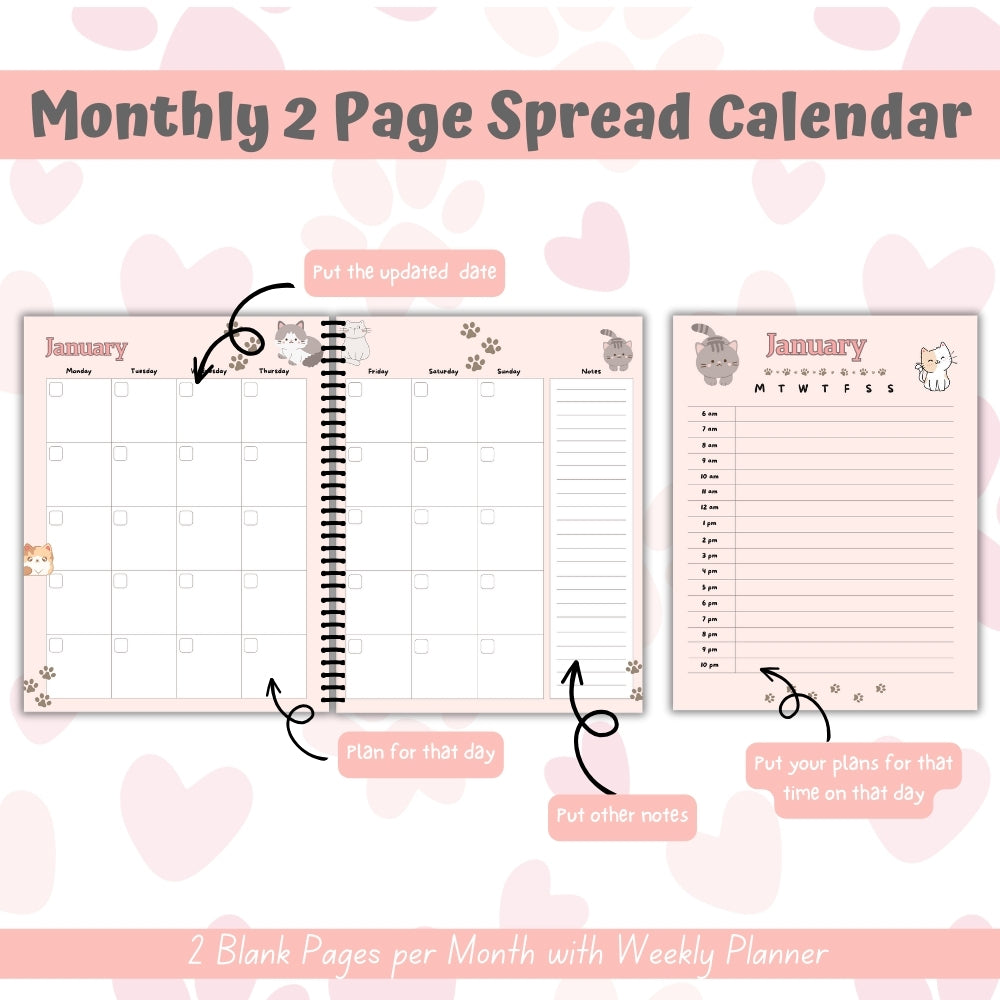 PLR Pink Cat Care Planner