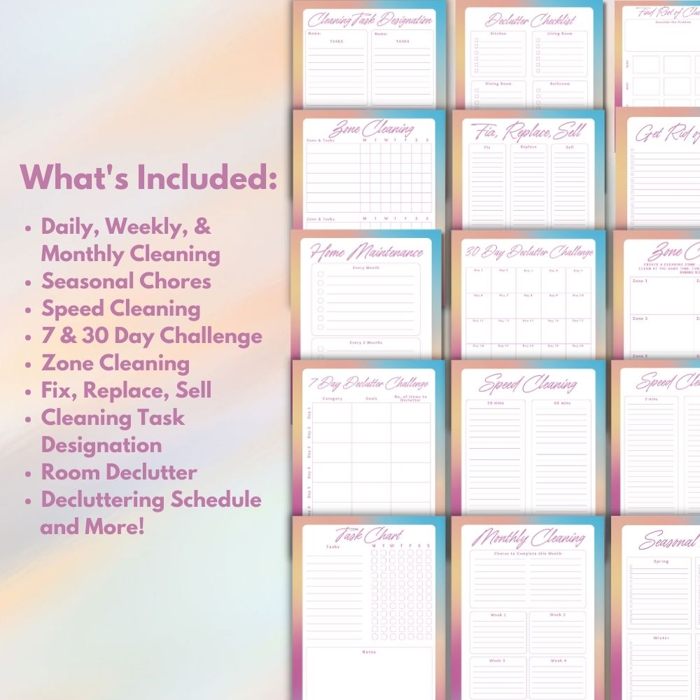 PLR Colorful Cleaning and Decluttering Planner