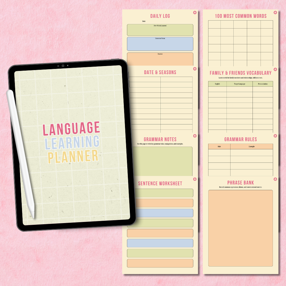 PLR Digital Language Learning Planner