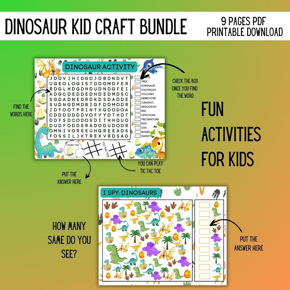 PLR Dinosaur Kid Craft Bundle