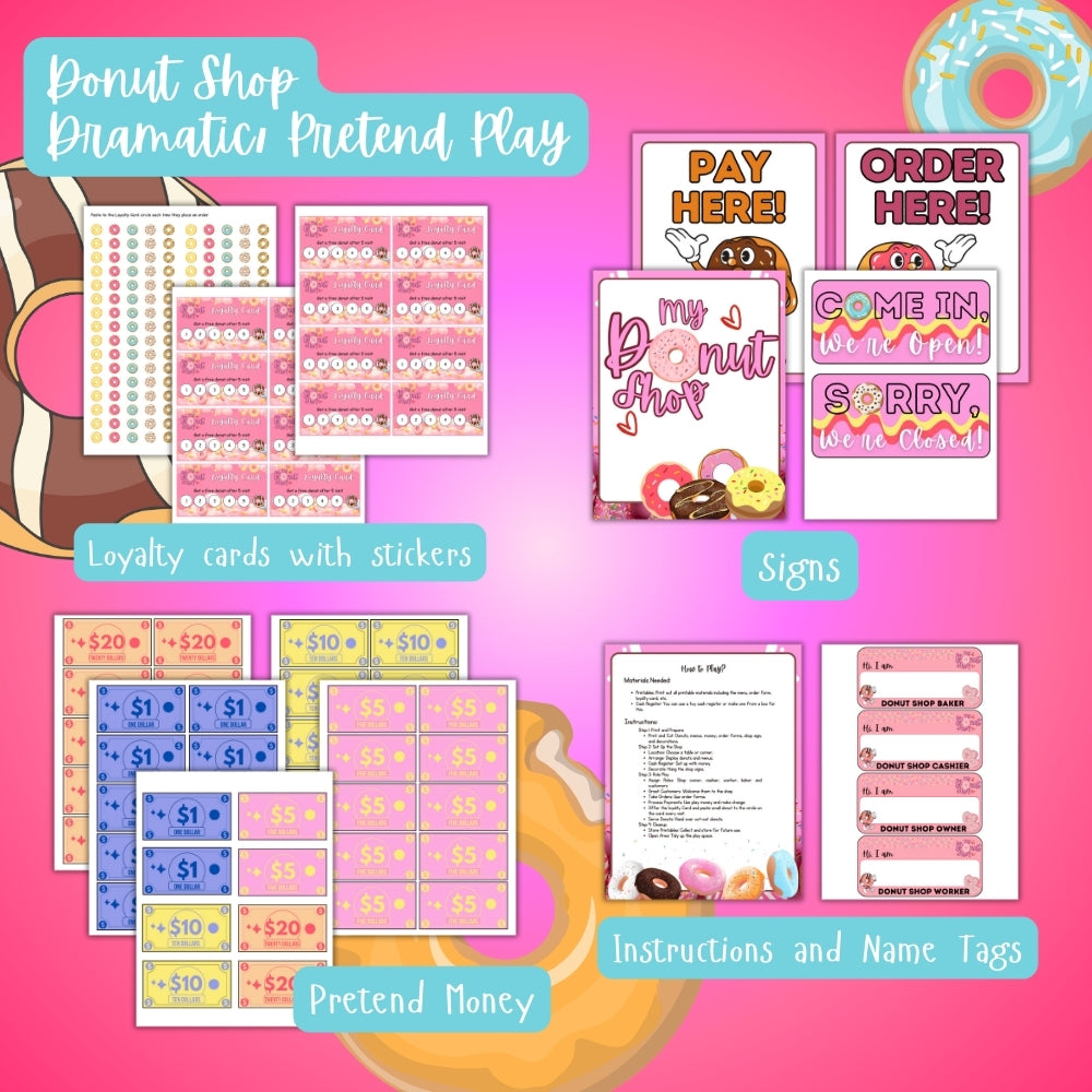 PLR Donut Shop Pretend Play Printables Set