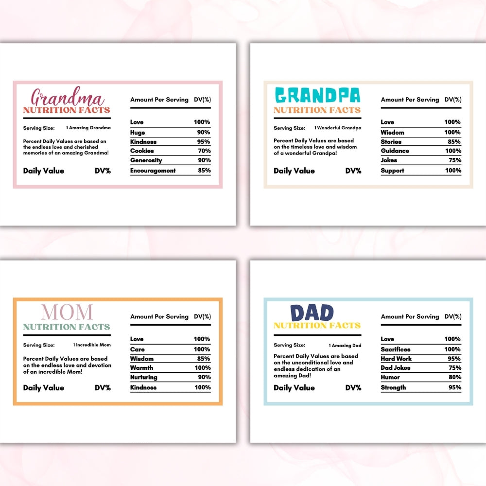 PLR Family Nutritional Fact Labels