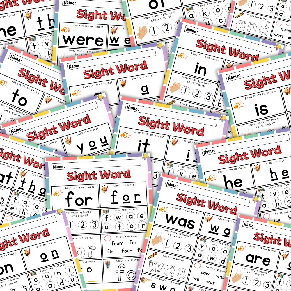 PLR First 100 Sight Words Worksheets