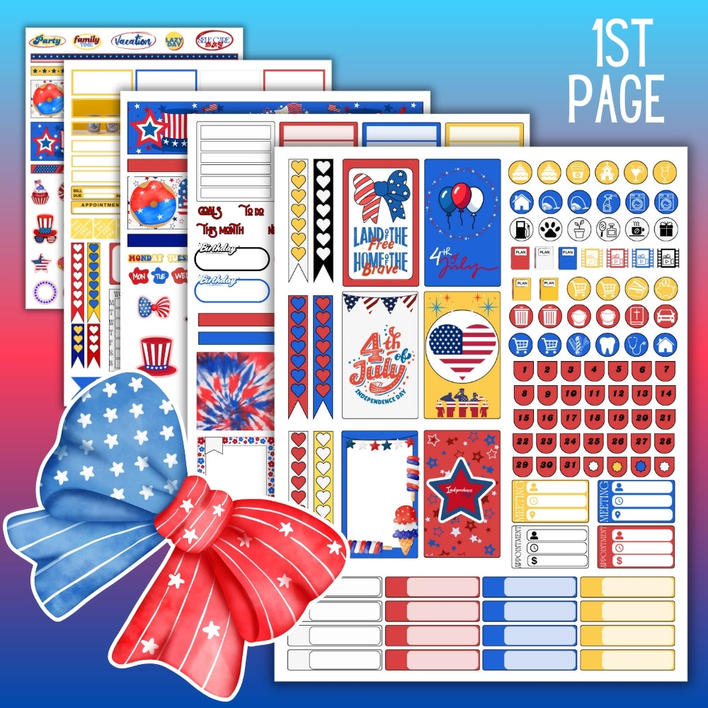 PLR 4th of July Planner Sticker Set