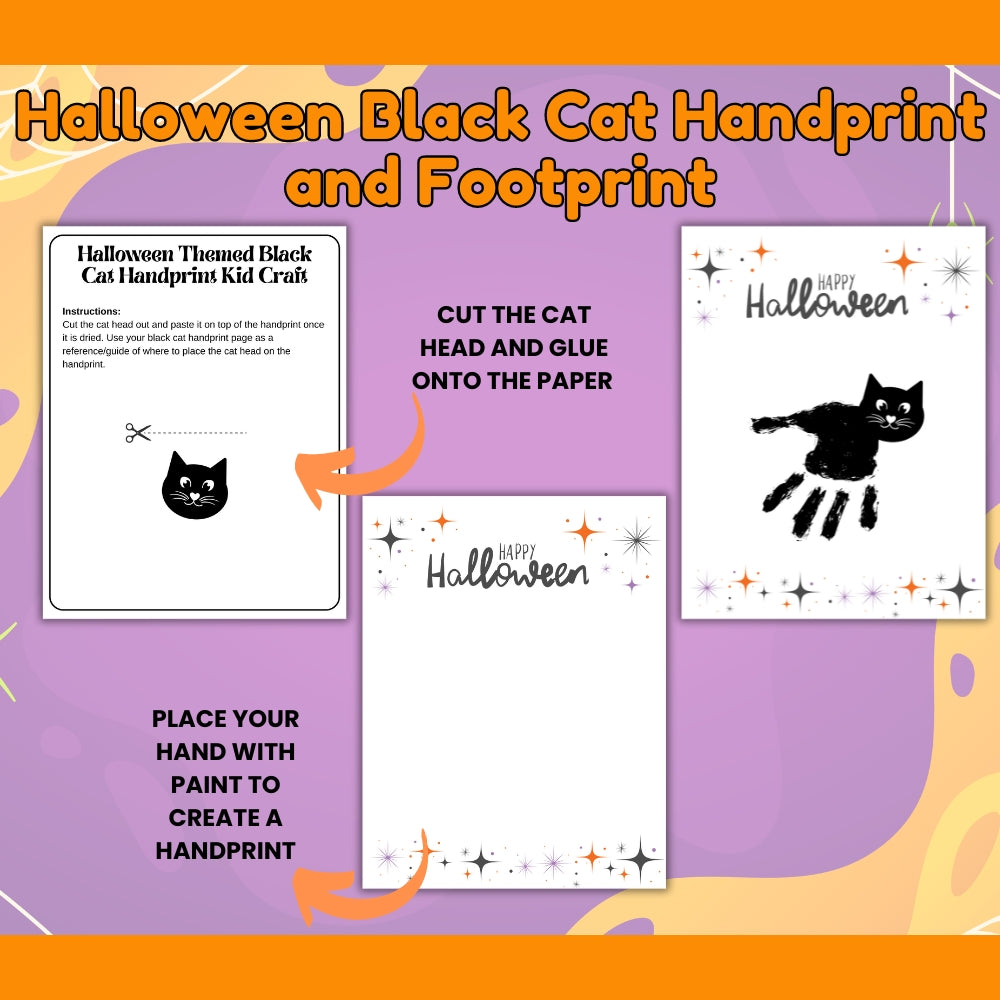 PLR Halloween Black Cat Handprint and Footprint Kid Craft