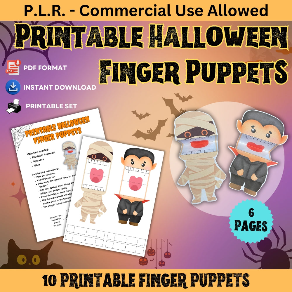 PLR Printable Halloween Finger Puppets