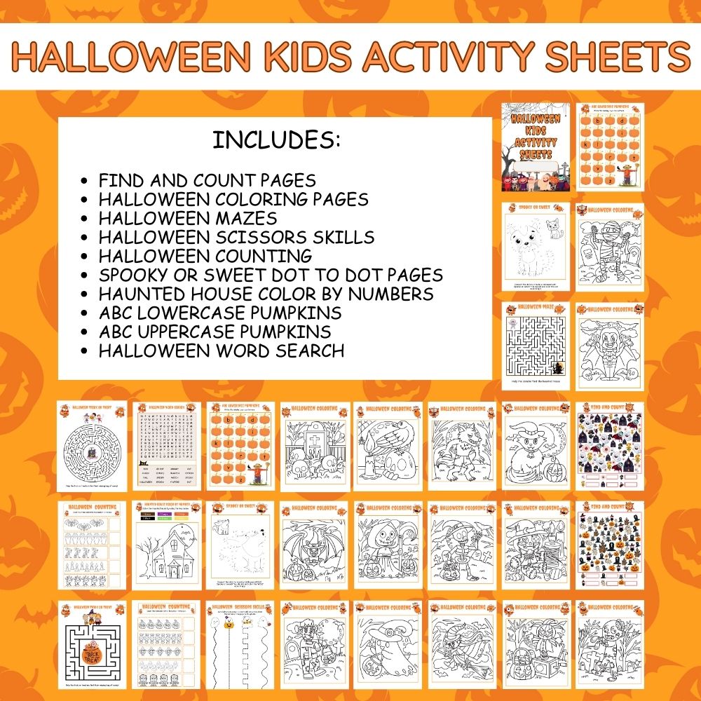 PLR Halloween Kids Activity Sheets