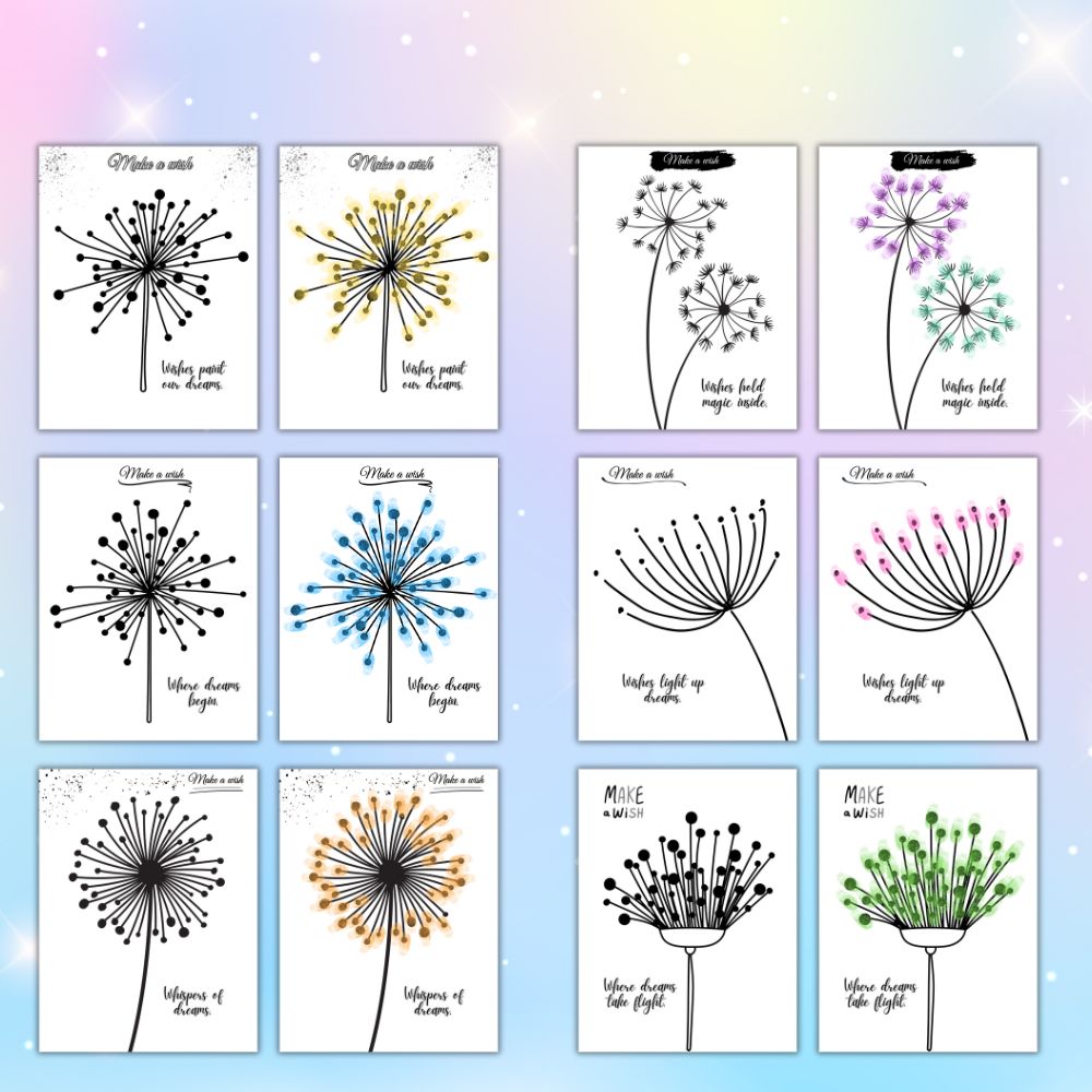 PLR Kid Fingerprint Dandelion Printable Craft