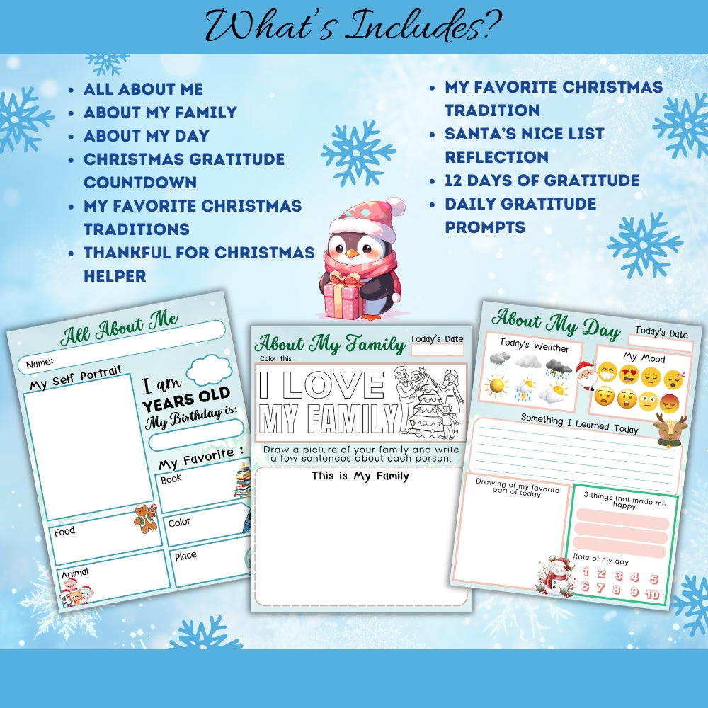 PLR Kids Christmas Gratitude Journal