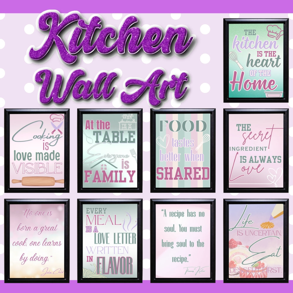 PLR Printable Kitchen Organization Pages Purple/Green